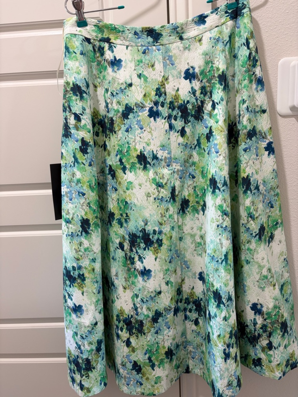 Tuckernuck Watercolor Floral Midi Skirt in White, Blue, Green